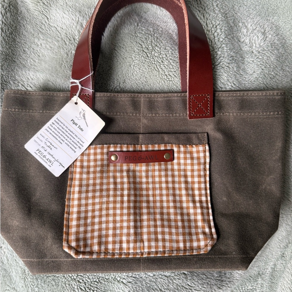 Peg & Awl Gingham Pipit Tote Cinnamon Truffle